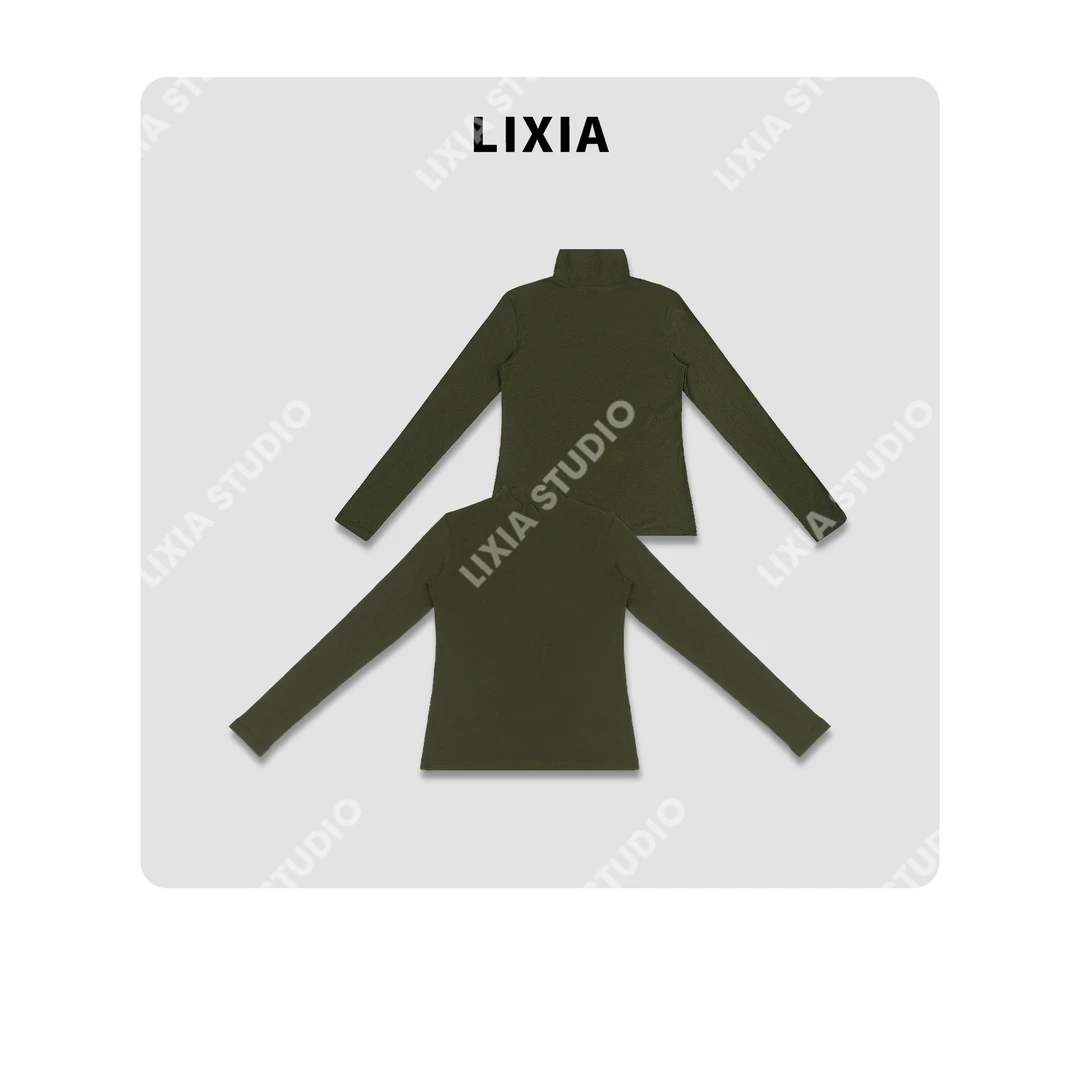 LIXIA【柔暖】ins风简奢风含山羊绒暖暖长袖T恤-D9578