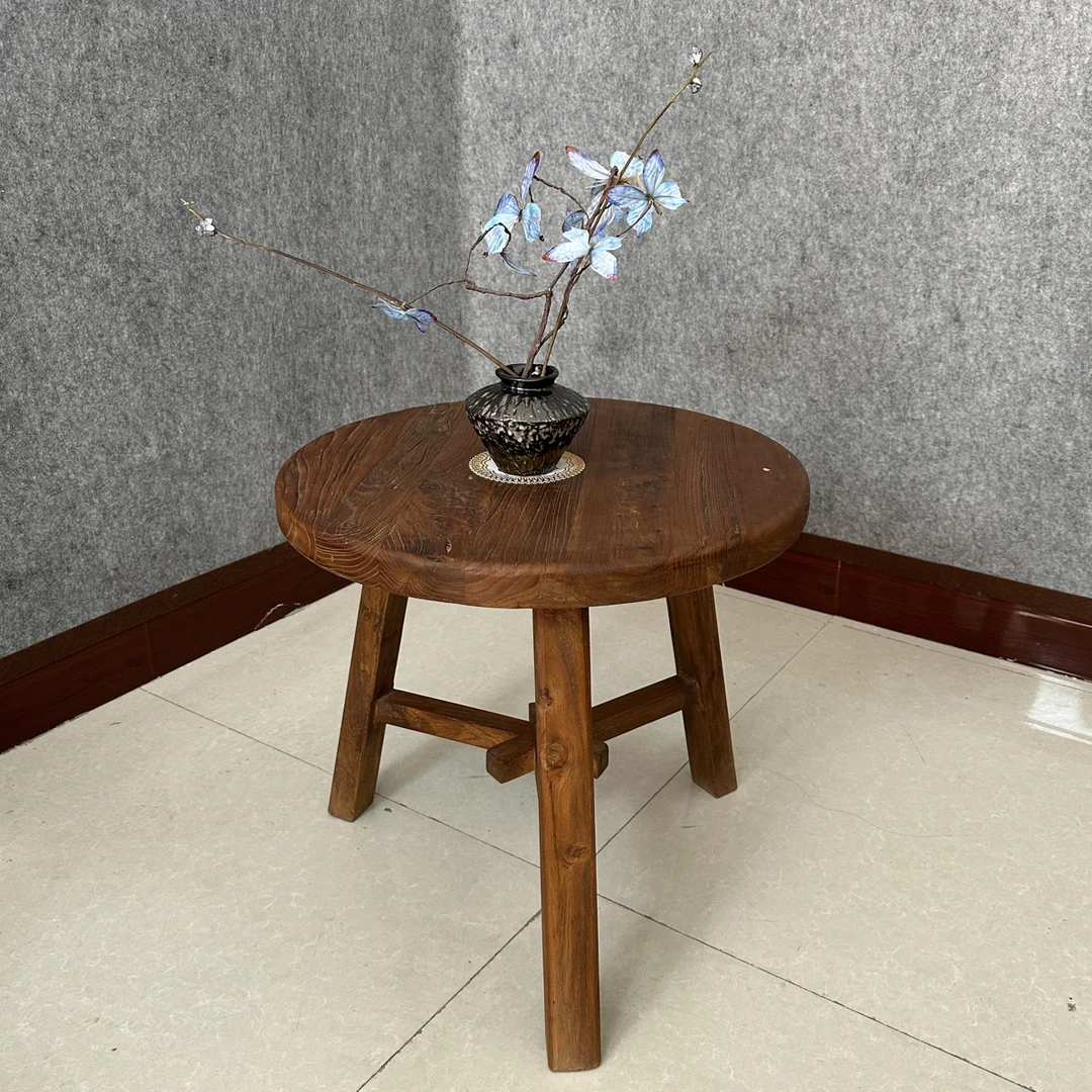 中古风 侘寂风原木色透明客厅餐桌圆桌桌椅户外复古简约新中式