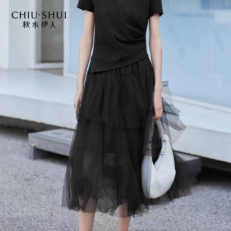 【陈大可】秋水伊人优雅裙子2025年夏季商场同款网纱半身裙14203BF0