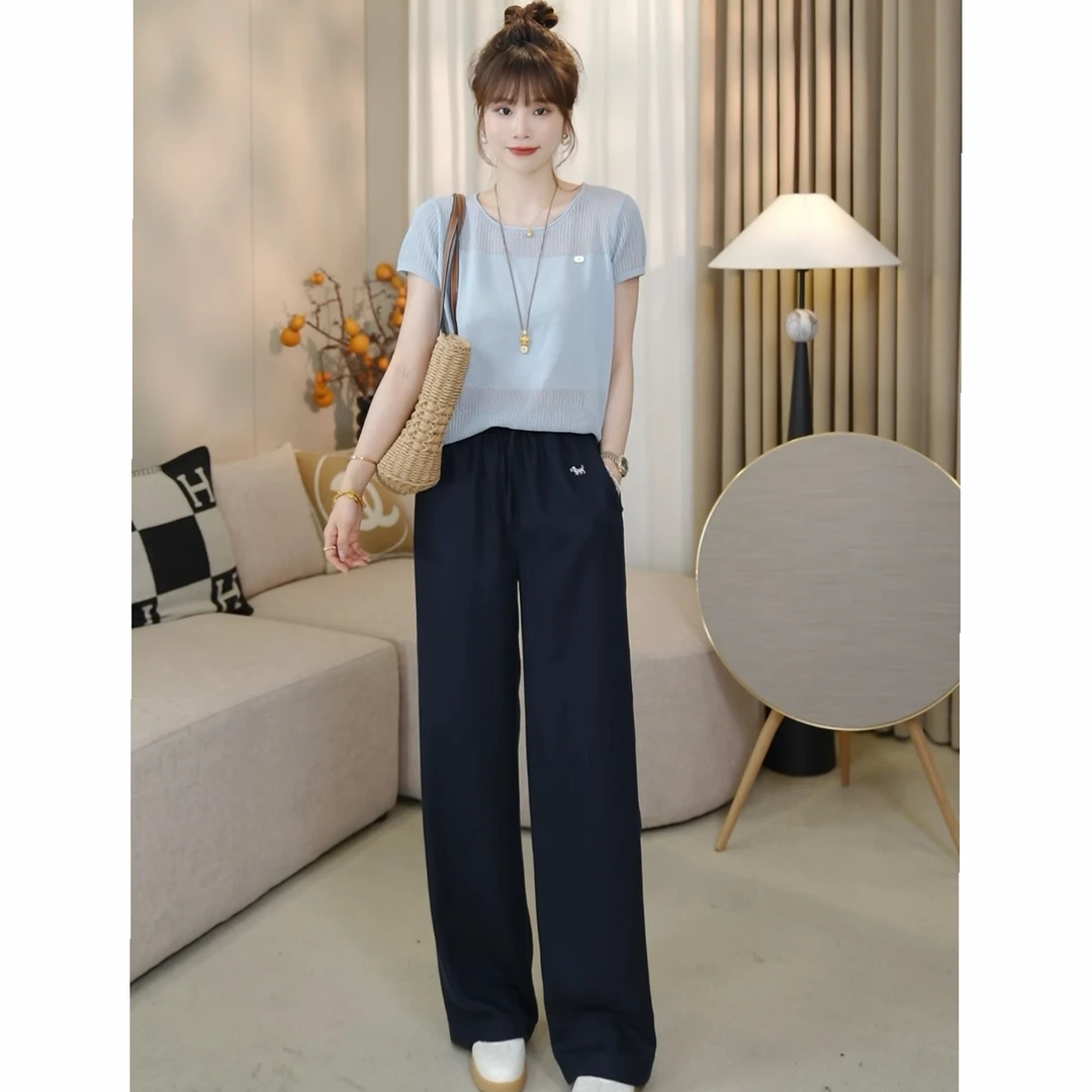 LMENY【清】天丝亚麻呼吸裤~抽绳松紧腰透气薄款显瘦裤25BK018