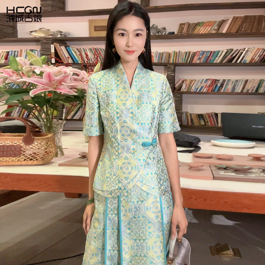 【大师系列】浒城古娘非遗真丝显瘦高端套装HBSS050094+HBSS050095