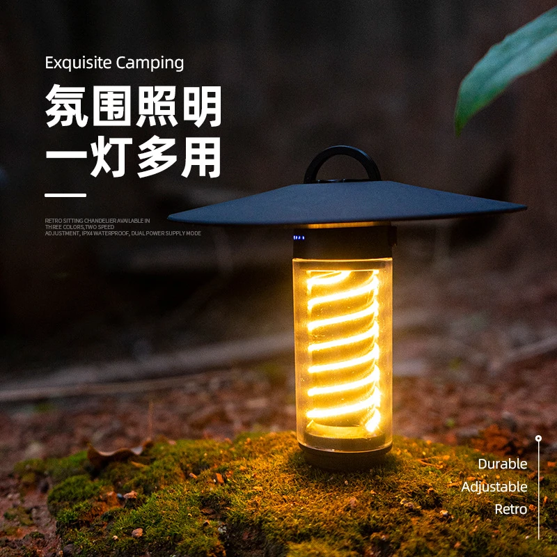 户外露营灯便携小夜灯便携手电筒三脚支架照明灯塔天幕帐篷氛围灯