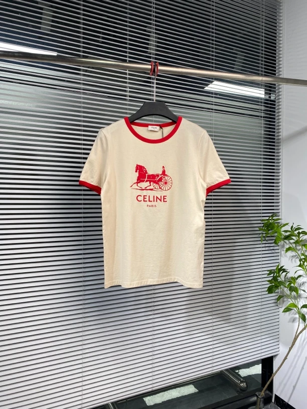 全新未使用 Celine/思琳 短袖 T恤 经典马车印花 拼色 M码 k17