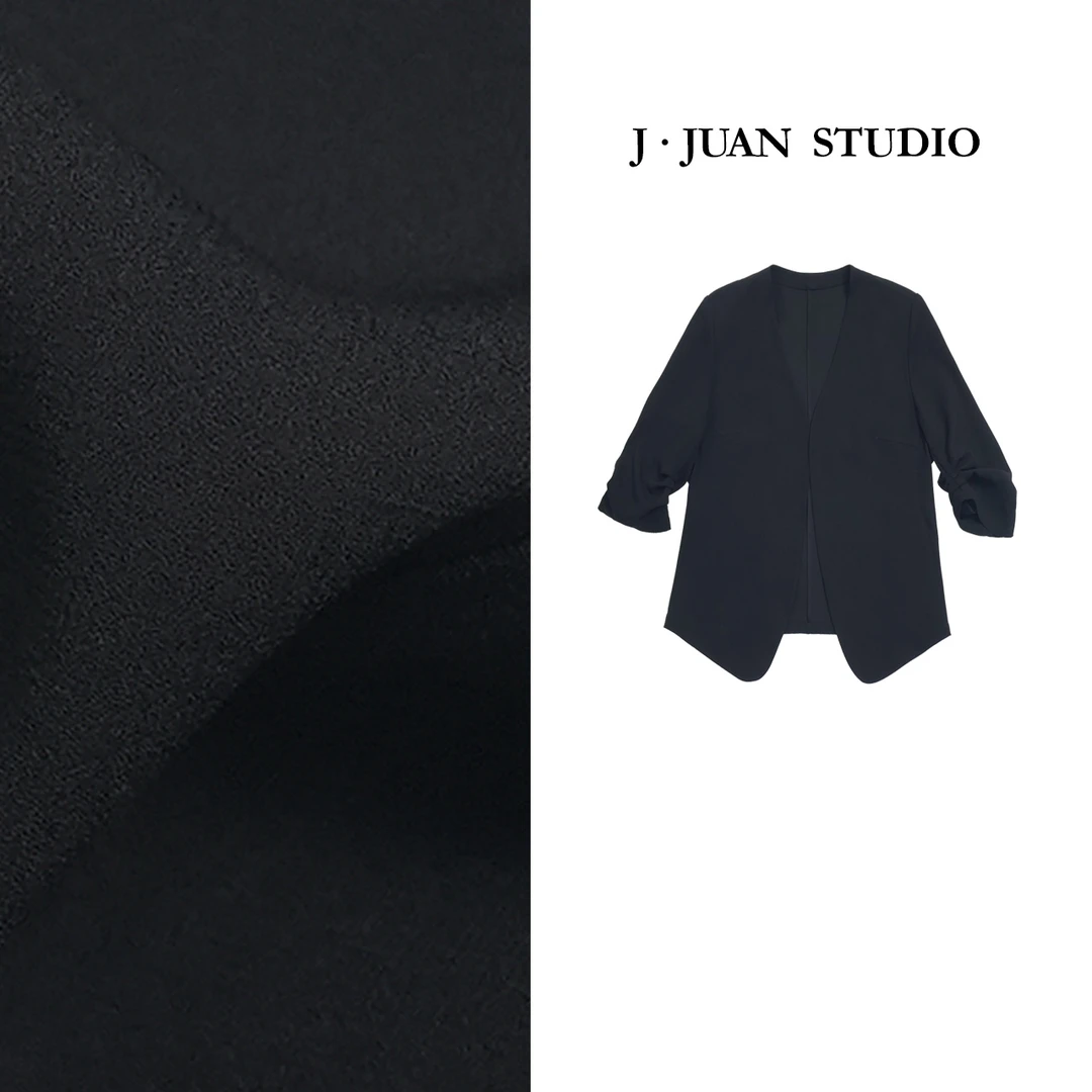 【J.Juan】直角肩-夏季醋酸中袖西装外套高个子女装显瘦百搭短西装