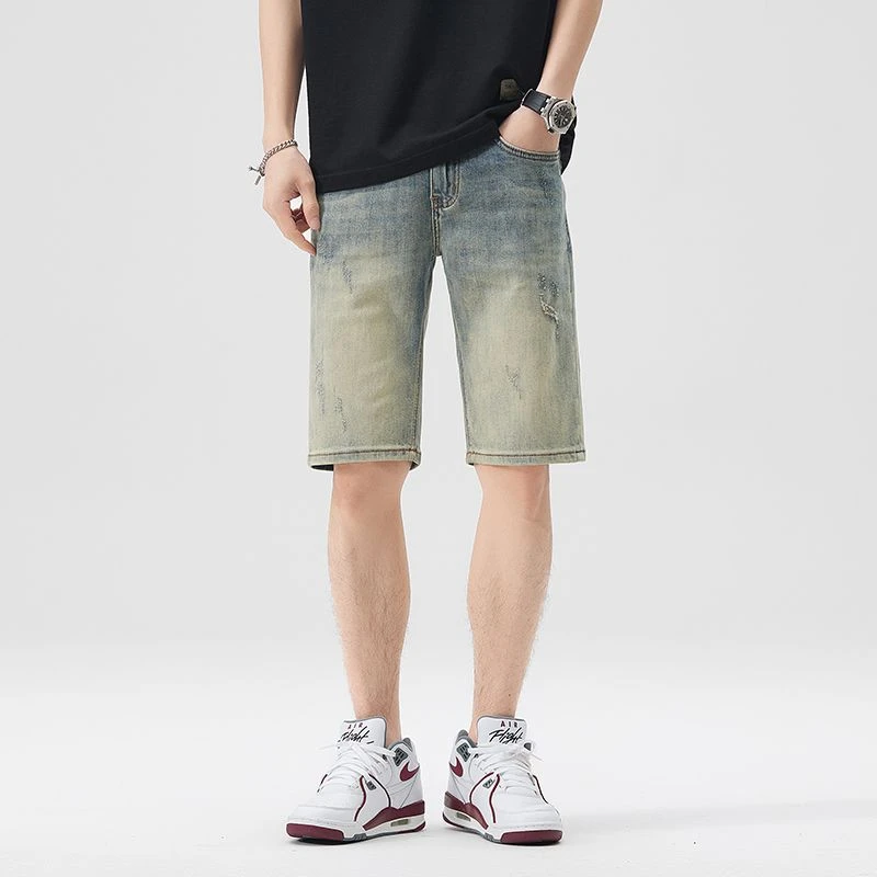 wp美式复古怀旧色水洗潮牌港风五分短裤男装2025年潮流情侣装潮牌