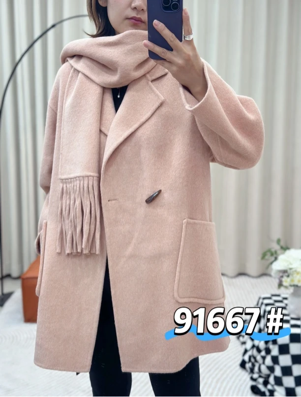 金影奇 时尚休闲中长羊毛大衣 91667