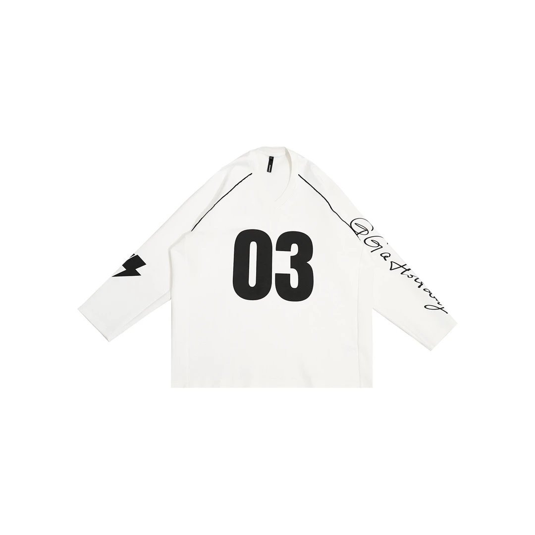 GGAHOLIDAY新款时尚休闲百搭宽松简约圆领套头白色长袖T恤-151146