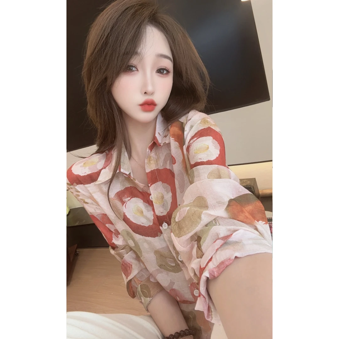 【陈陈私服】港风气质设计感拼色小衫女人味显白长袖衬衫女25100504