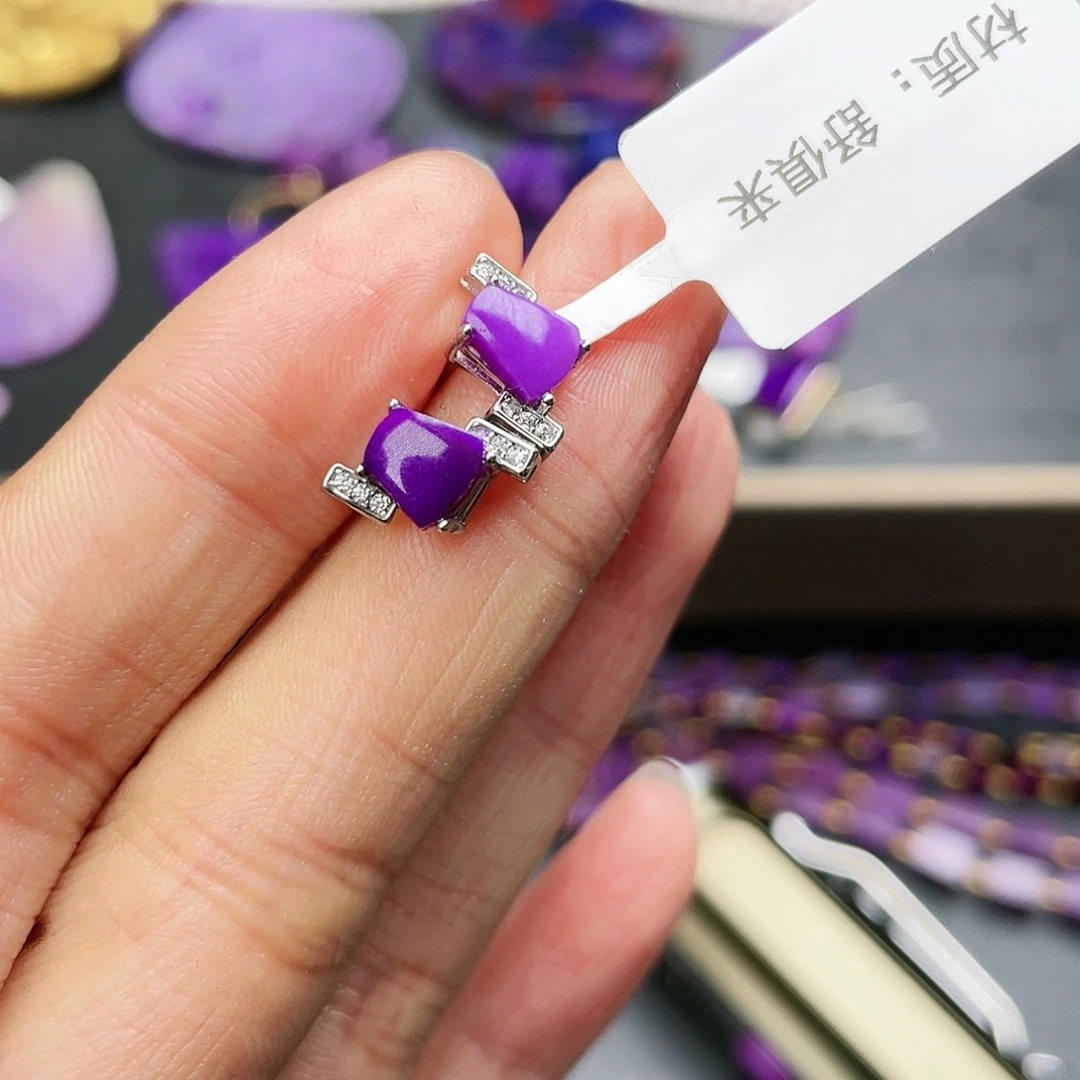 苏纪石（舒俱来）耳钉银S925镶嵌蔡*清