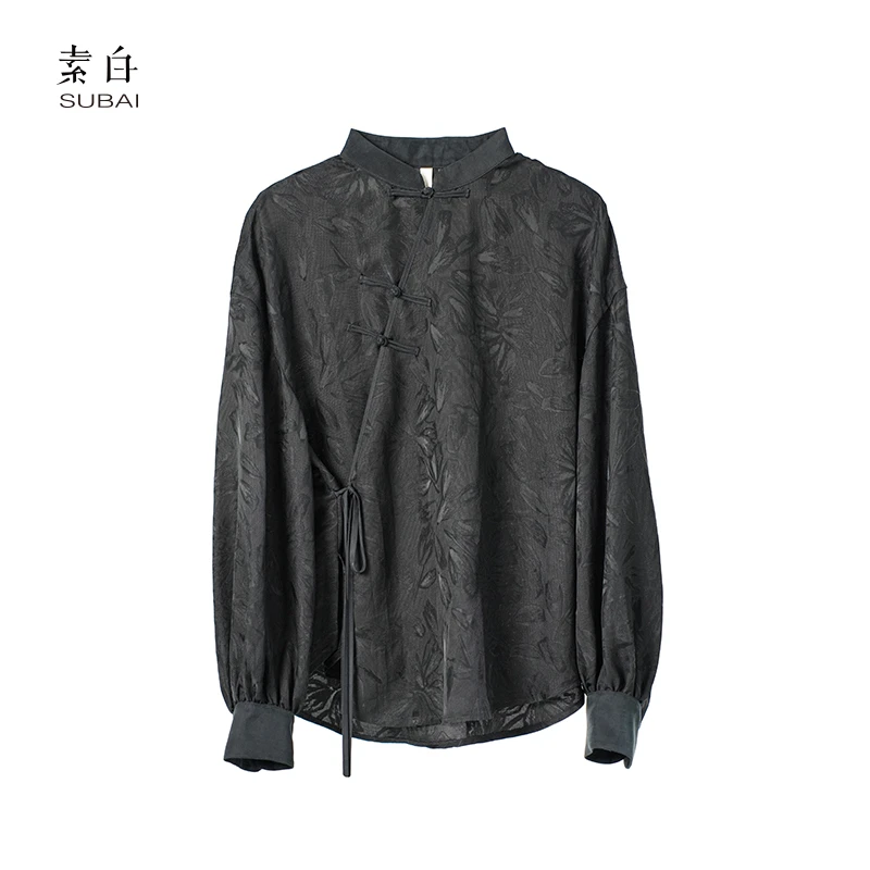 素白国风【丝韵】S01704新中式提花长袖上衣