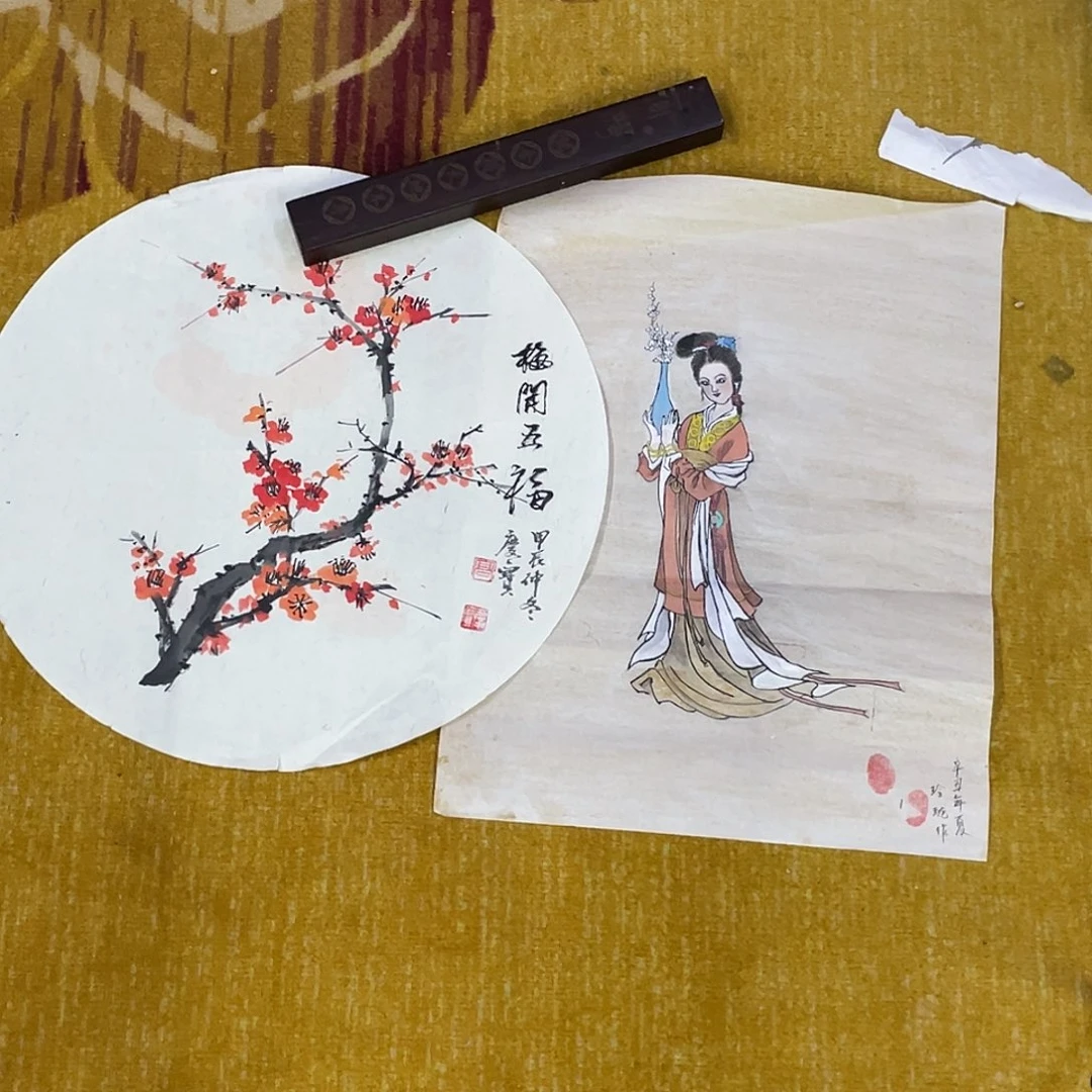 国画绘画作品俩老师66666