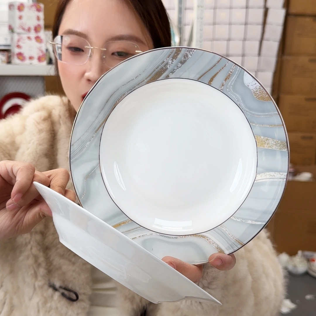 骨瓷高骨8英寸汤盘20*3.5cm一2个