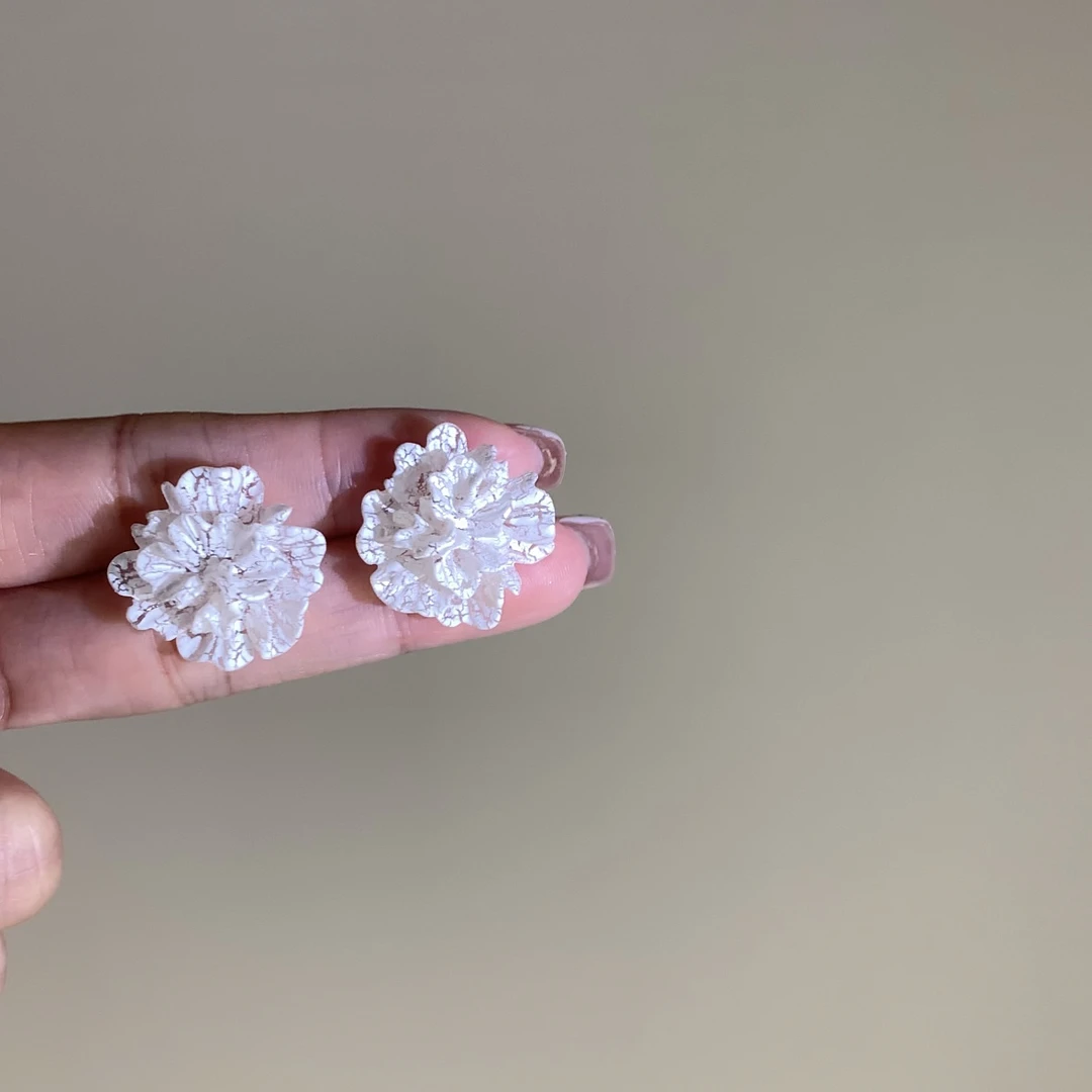 合金耳饰 森系超仙栀子花朵耳钉女小众设计感耳环日韩小清新耳饰