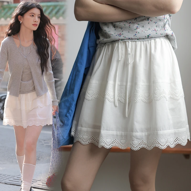 现货孕妇白色蕾丝半身裙女夏季新款高腰显瘦小个子防走光a字短裙