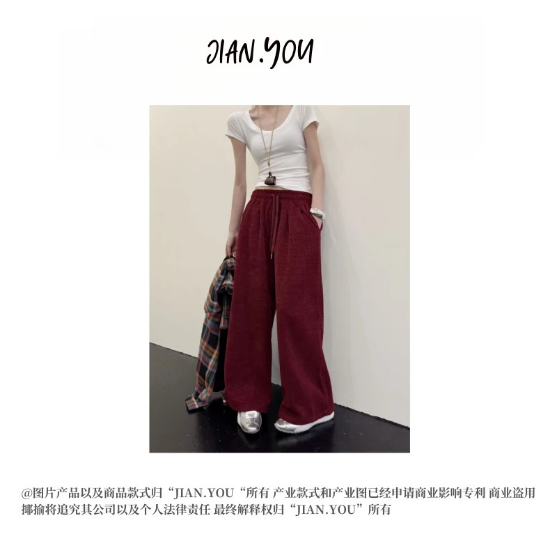 JIANYOU-「美式复古」2025早秋新款宽松拼接时尚百搭休闲裤R-0233
