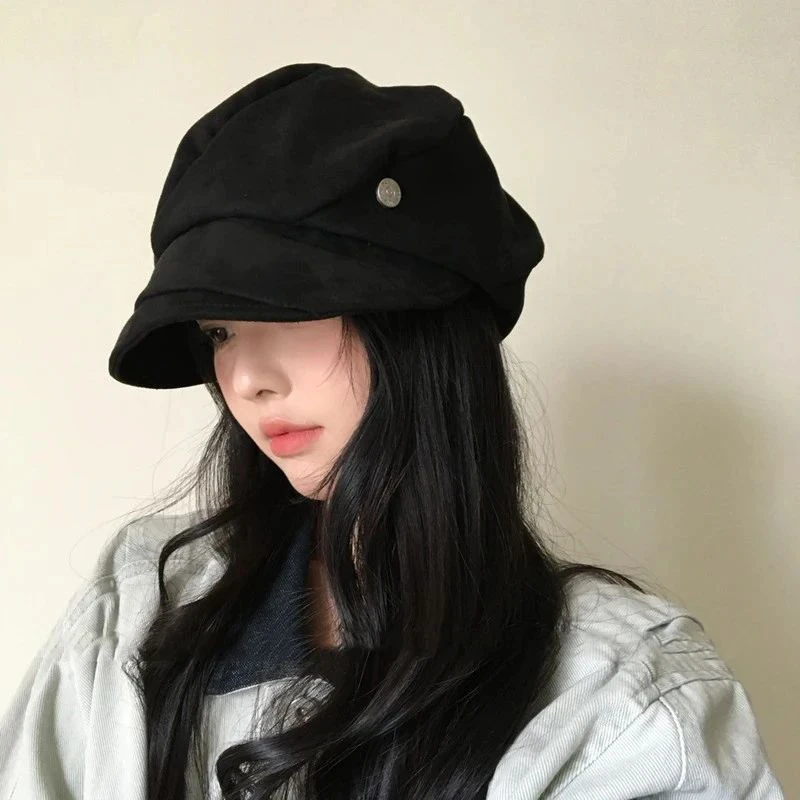 大头围显脸小画家帽英伦风复古贝雷帽日系文艺报童帽百搭棒球帽