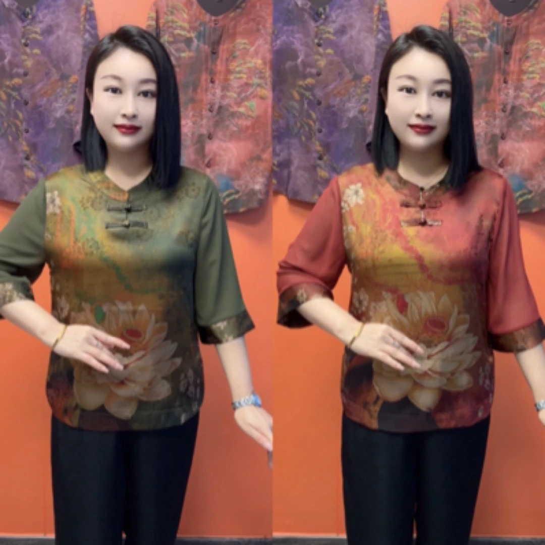 春夏季新款中国风百搭中老年大码气质妈妈装