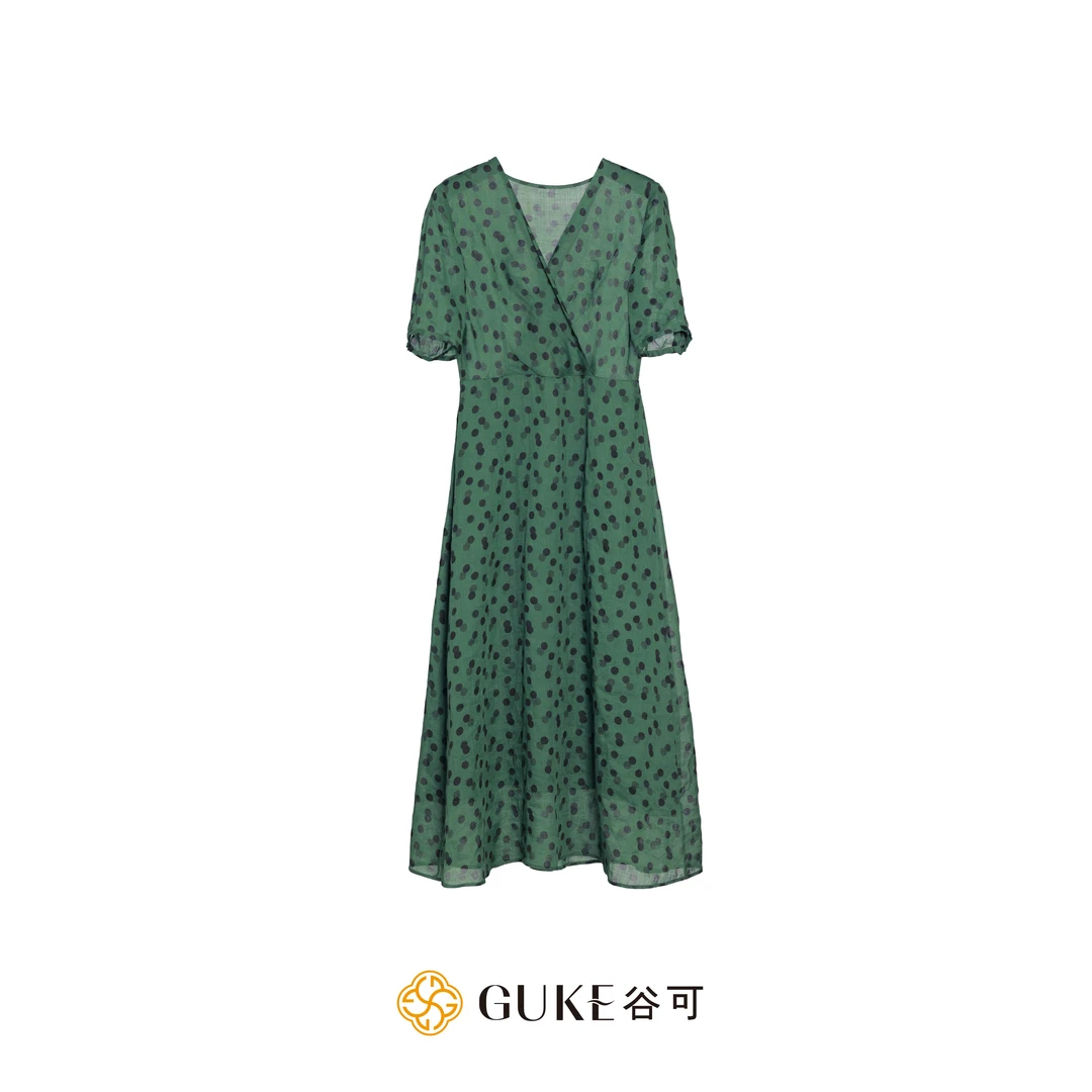 GKE/谷可LQ3229波点苎麻连衣裙
