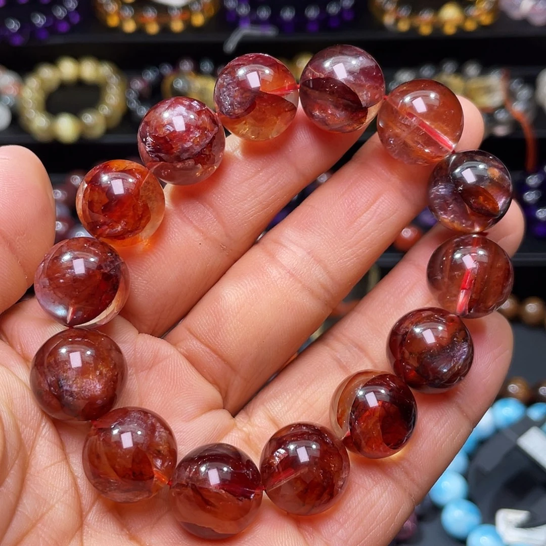 水晶手链未镶嵌牛血红16+m