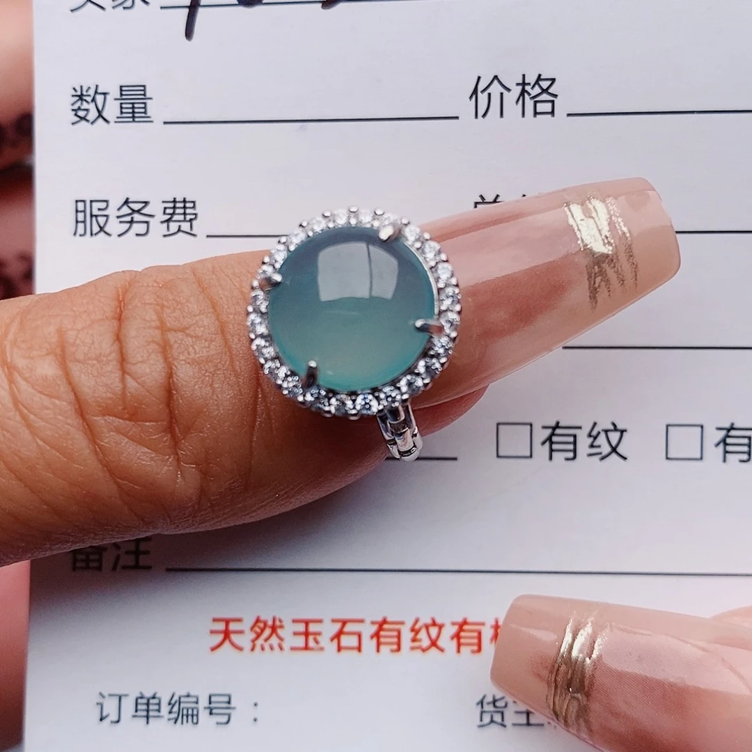 翡翠戒指银S925镶嵌戒指