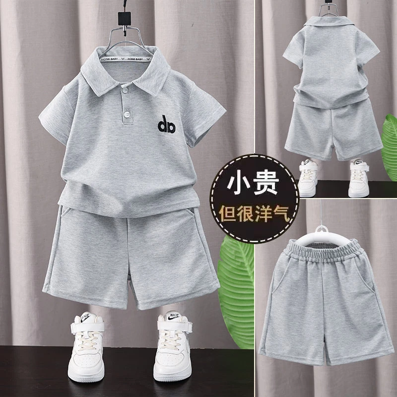 TY实体品质重工刺绣冰玉凉感polo衫儿童夏季套装冰感珠地棉