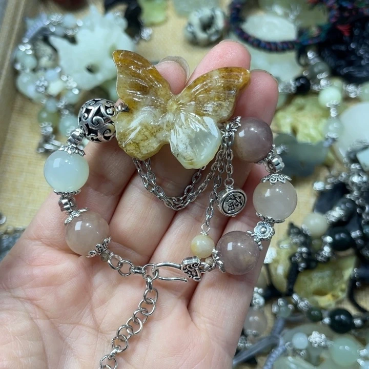 蛇纹石玉合金颈饰