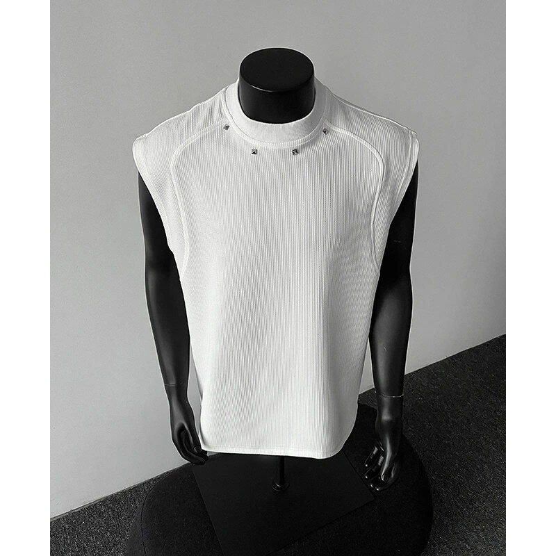 美式复古背心男款夏季潮牌宽松百搭时尚无袖坎肩上衣高级感T恤男