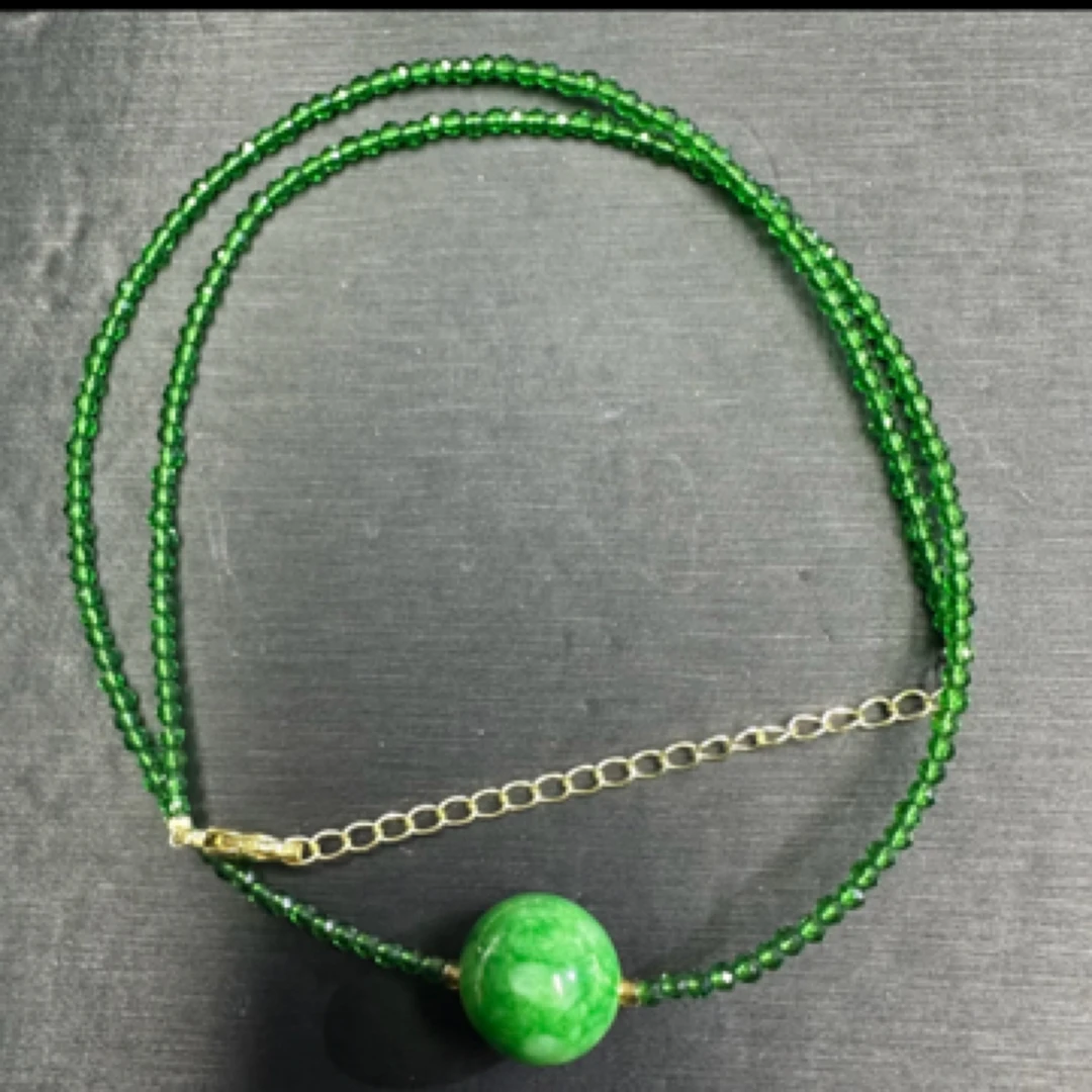 满绿圆珠项链A257