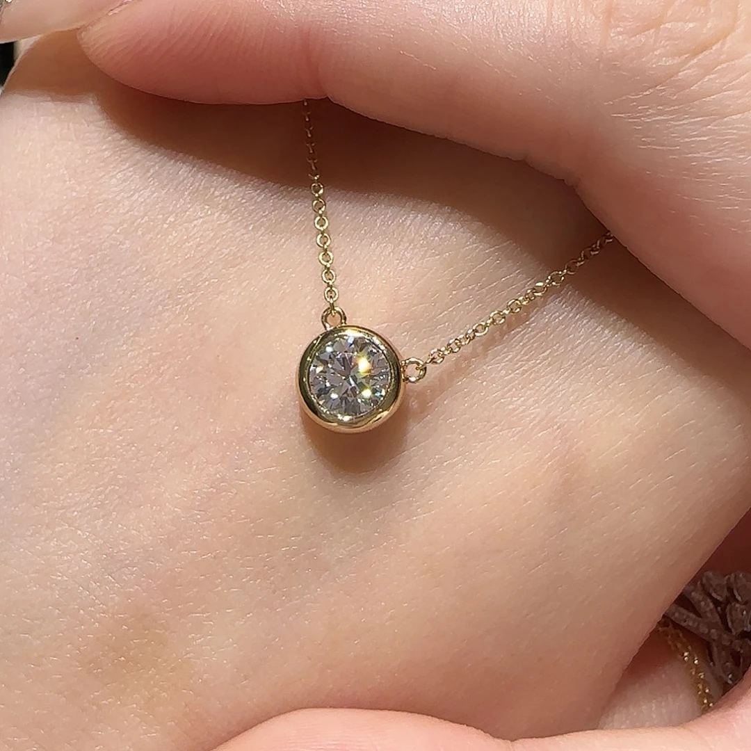 实验室培育钻石铂Pt950镶嵌泡泡项链k黄