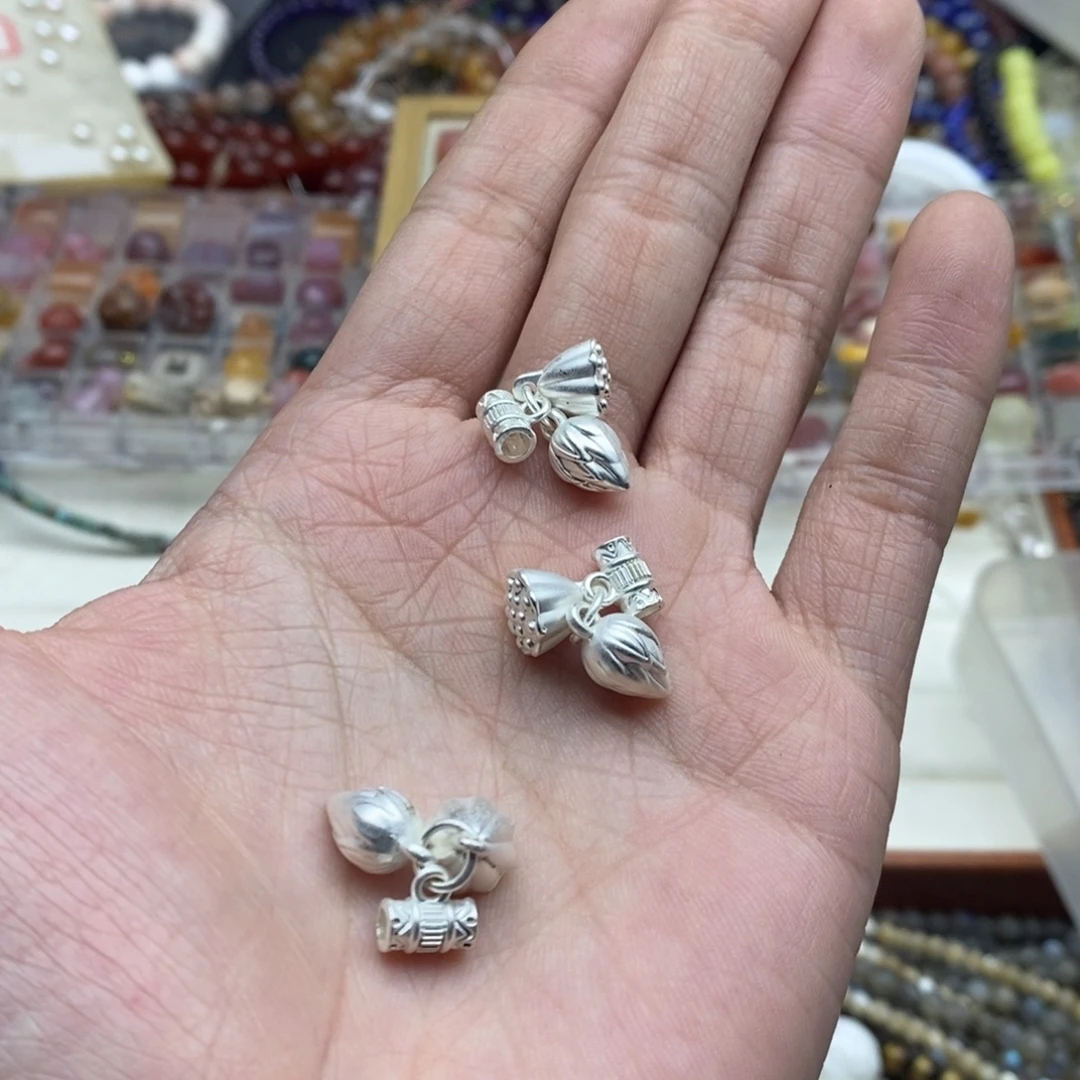 玛瑙/玉髓未镶嵌珠宝半成品五个亚银合金两世欢A17