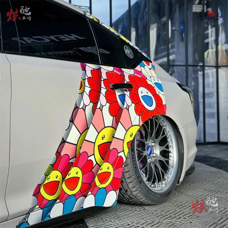 适用凯迪拉克ATSL CT5CT6车贴拉花 A5A4A6太阳花宝马3系车身贴纸