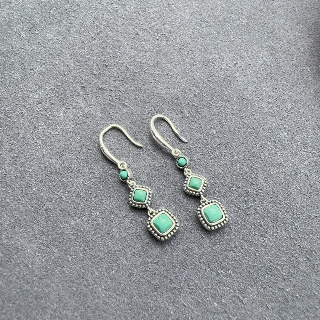 绿松石节节高耳坠S925银