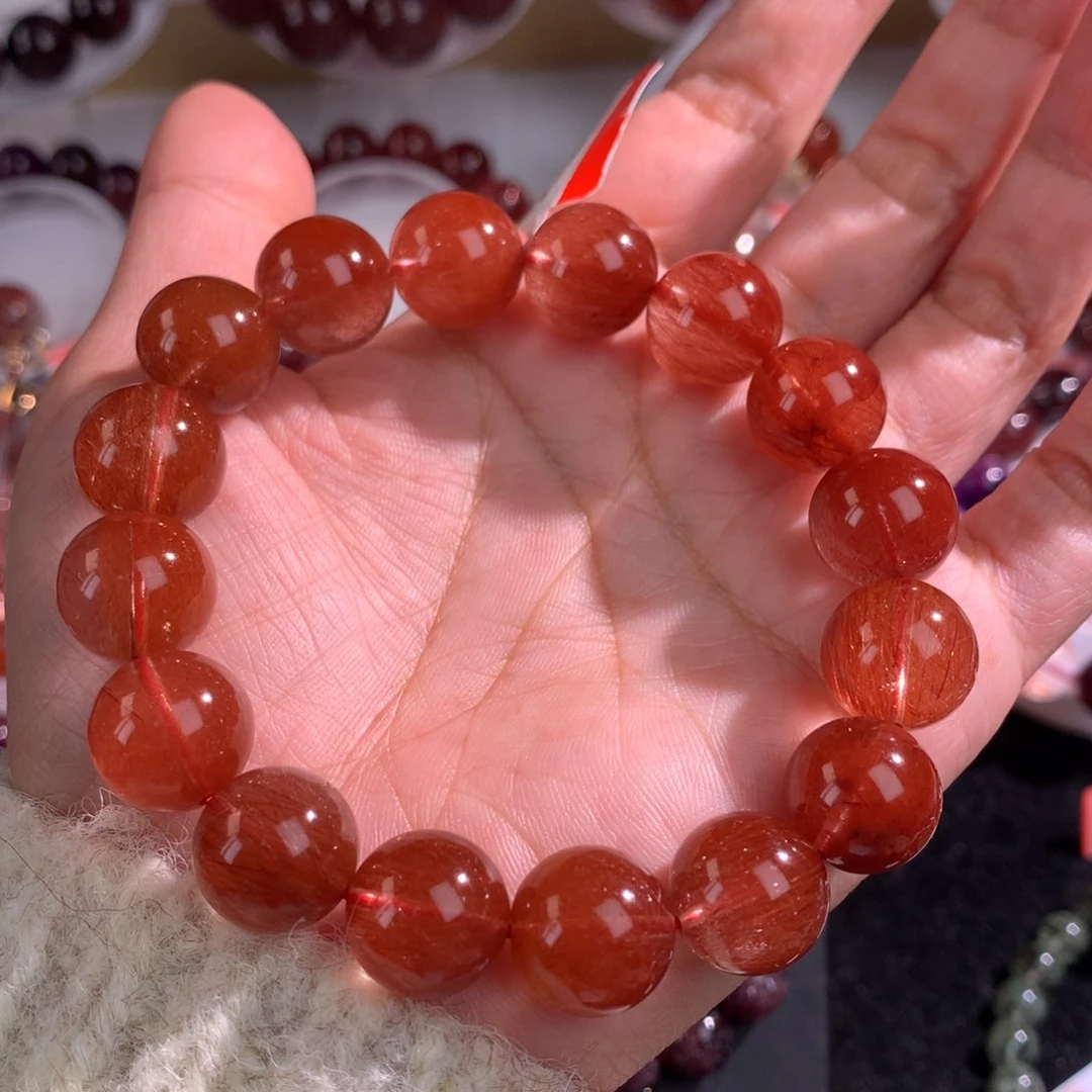 未镶嵌手链水晶红兔毛