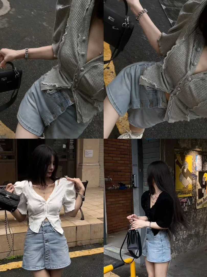 （泡菜定制）泡袖包扣小衫