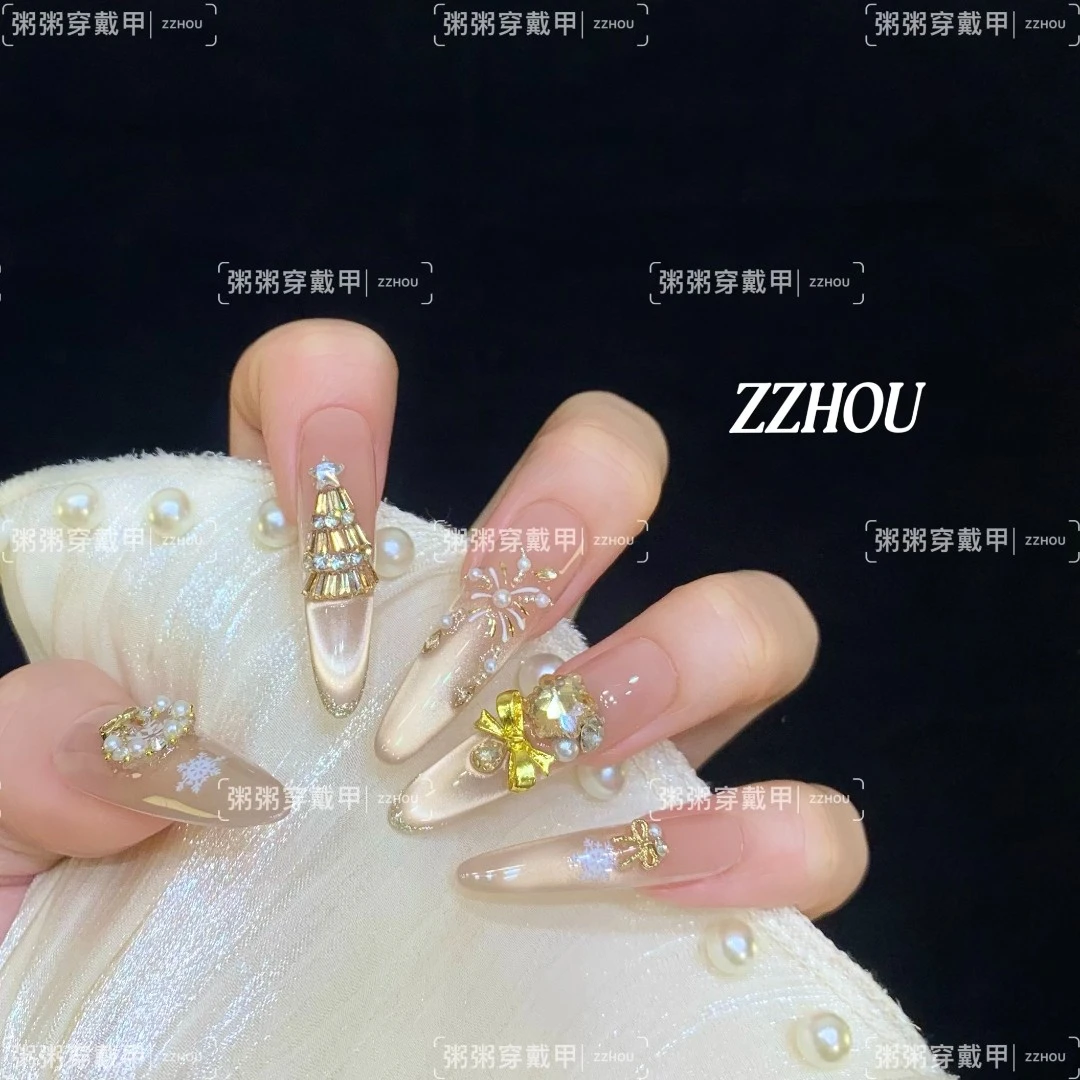 【烟花盛宴】贝贝手工美甲-可重复佩戴-掉钻包补-10片装