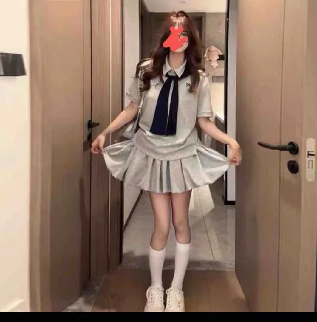 大码韩系学院风披肩上衣裙子两件套99288