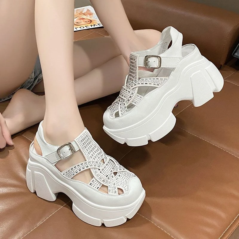 民族风复古透气凉鞋女2025年夏新款防水台镂空单鞋松糕厚底老爹鞋