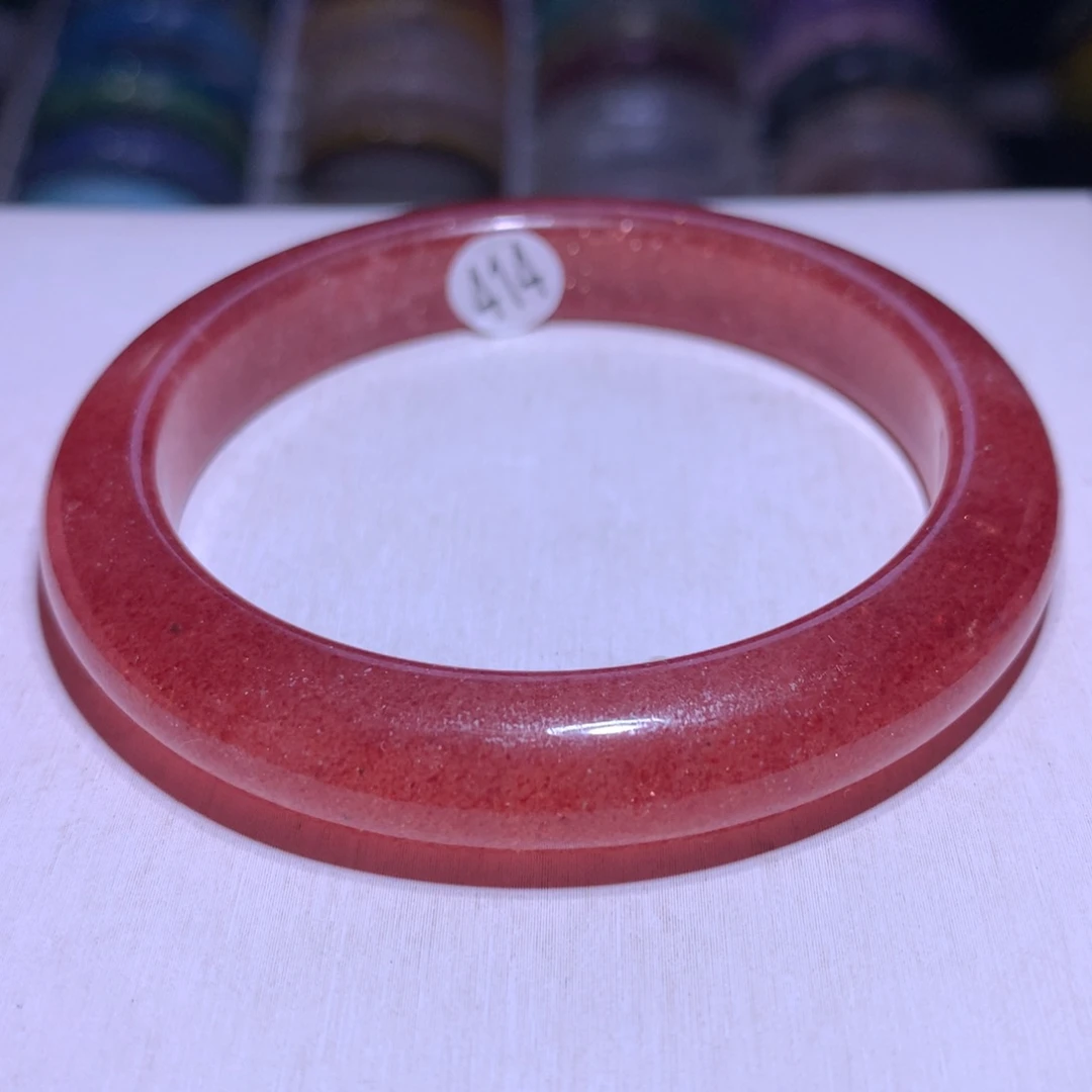 水晶手镯银S925镶嵌鸽血红草莓晶57.4圈414