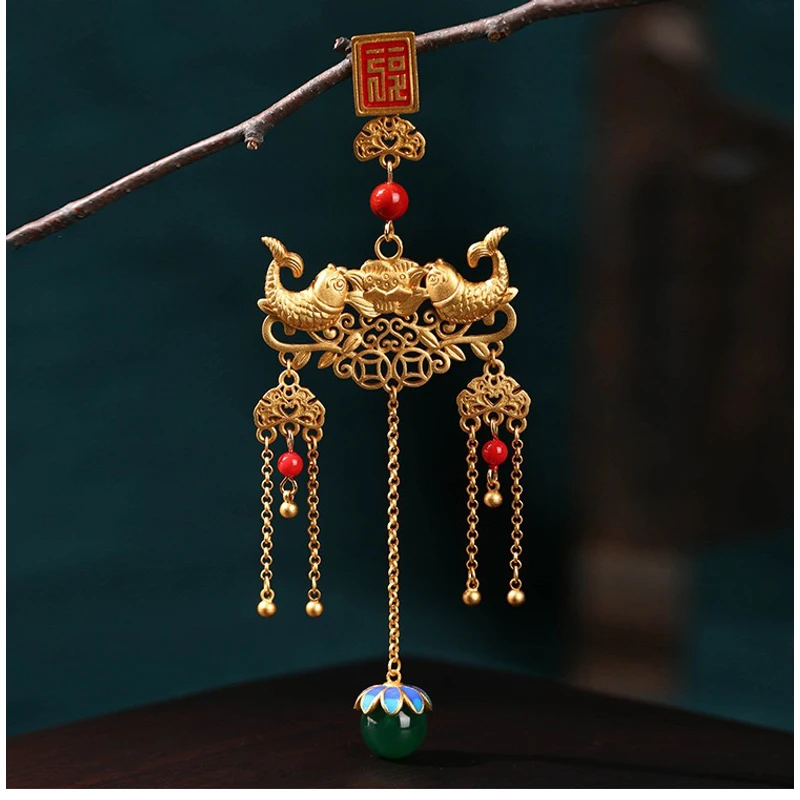 铜合金胸针 原创年年有鱼如意平安中式复古旗袍压襟汉服挂饰配饰