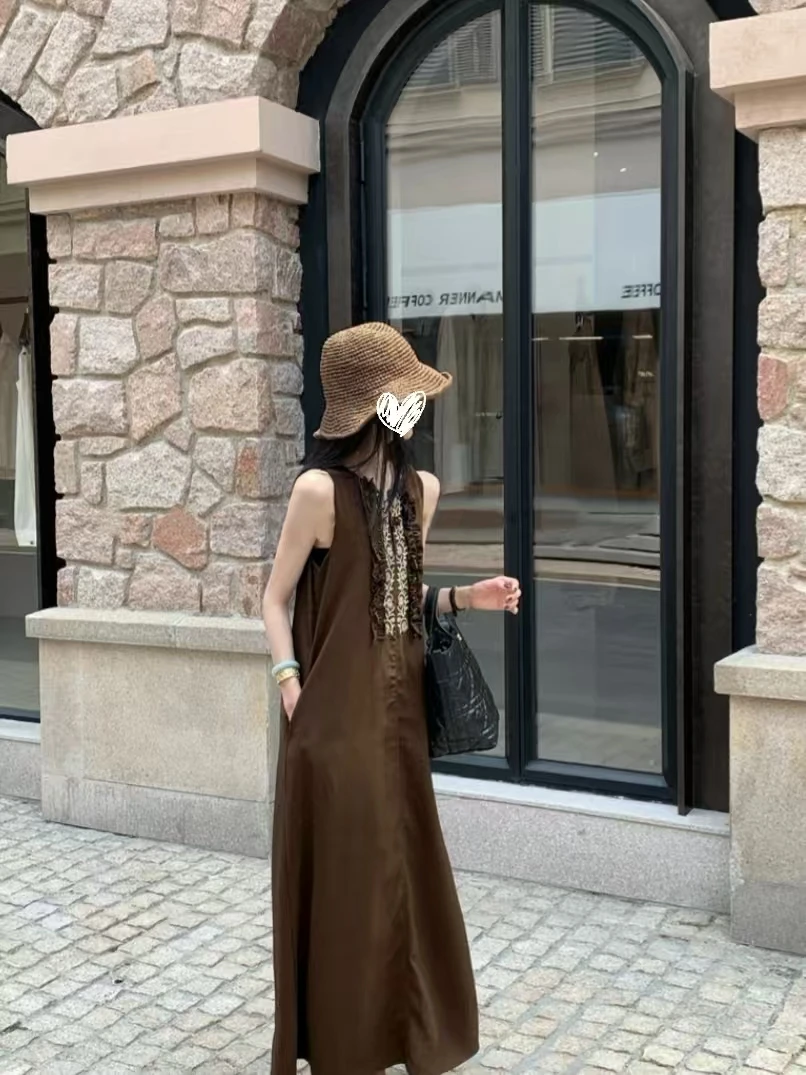 极简静奢（喜马拉雅）气质风华重工万针刺绣连衣裙女秋季长裙6928#