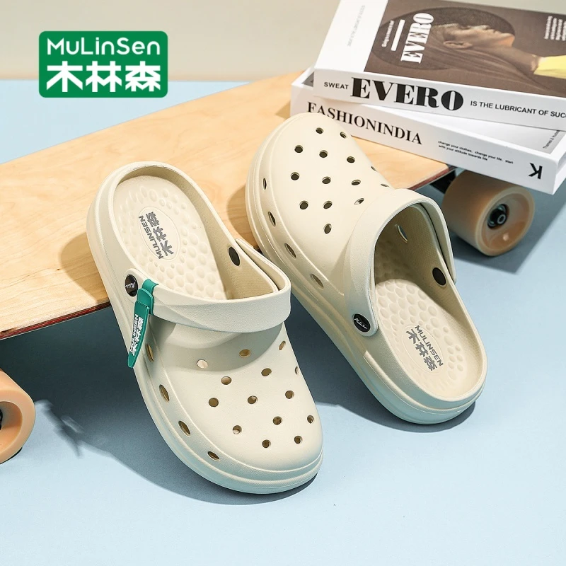 木林森洞洞鞋男2025新款夏季包头两用拖鞋户外开车防滑沙滩鞋男款