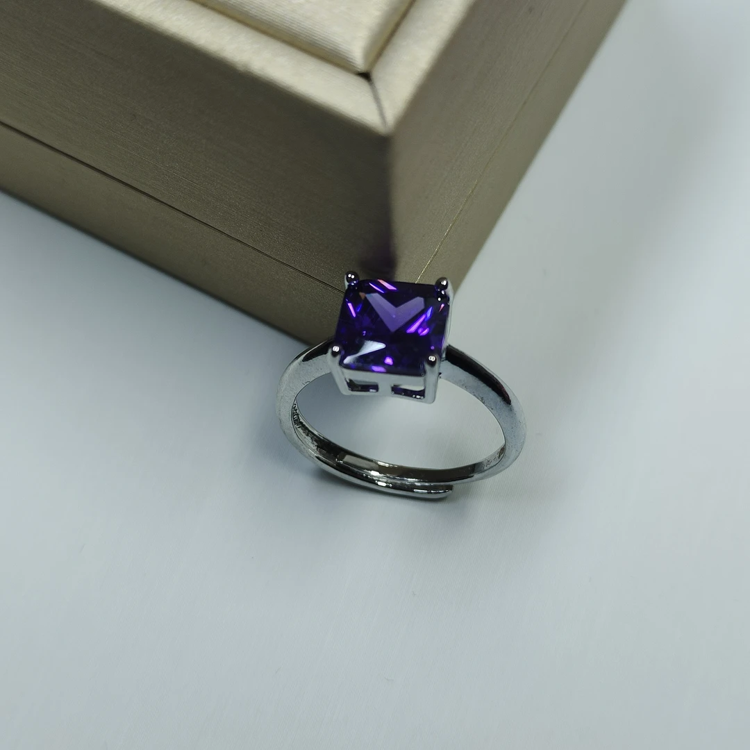 合金珐琅戒指 亮点时尚饰品经典百搭简约轻奢款 方紫戒指 A002