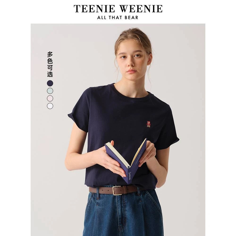 *Teenie Weenie小熊25春夏新款圆领时尚易搭白色T恤女TTRW256303H