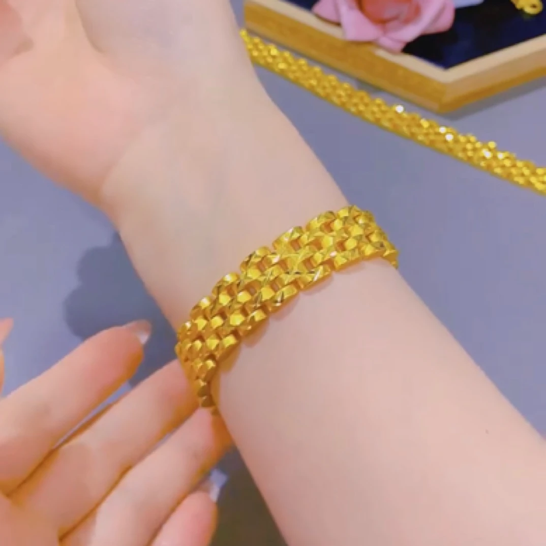 铜合金手链 铜合金满天星超宽20厘米长手链霸气时尚百搭手表链