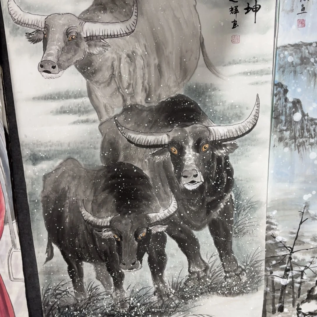 国画140×70手绘画画画