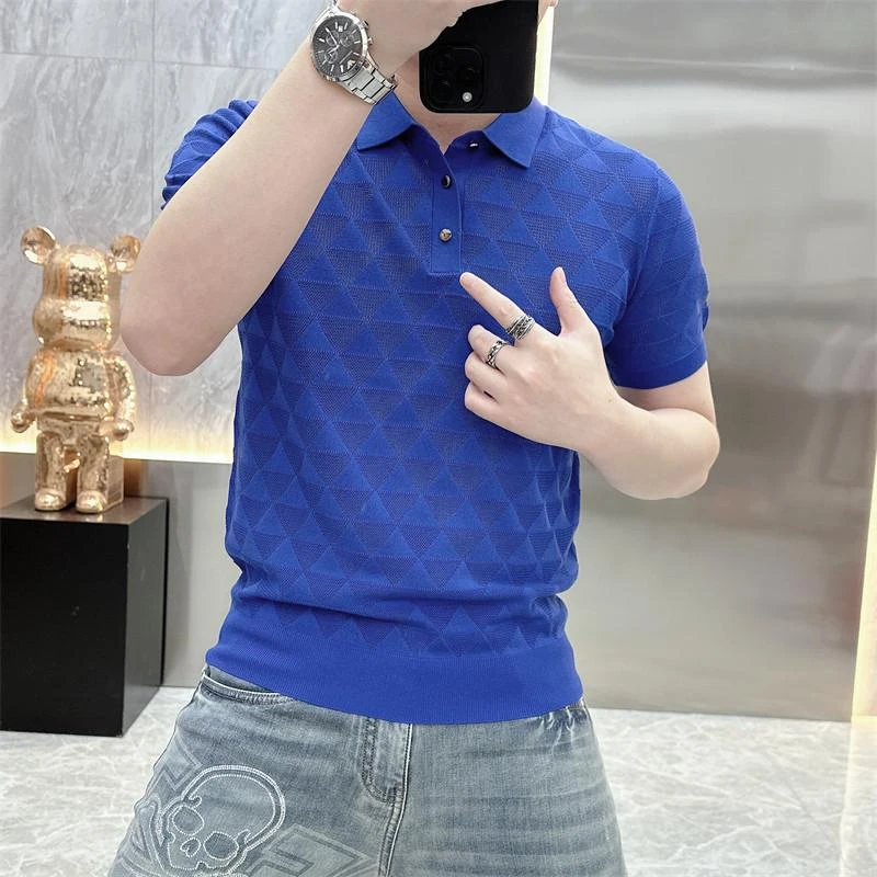 2025欧货轻奢短袖T恤男士时尚休闲夏季半袖POLO衫翻领纯色百搭潮