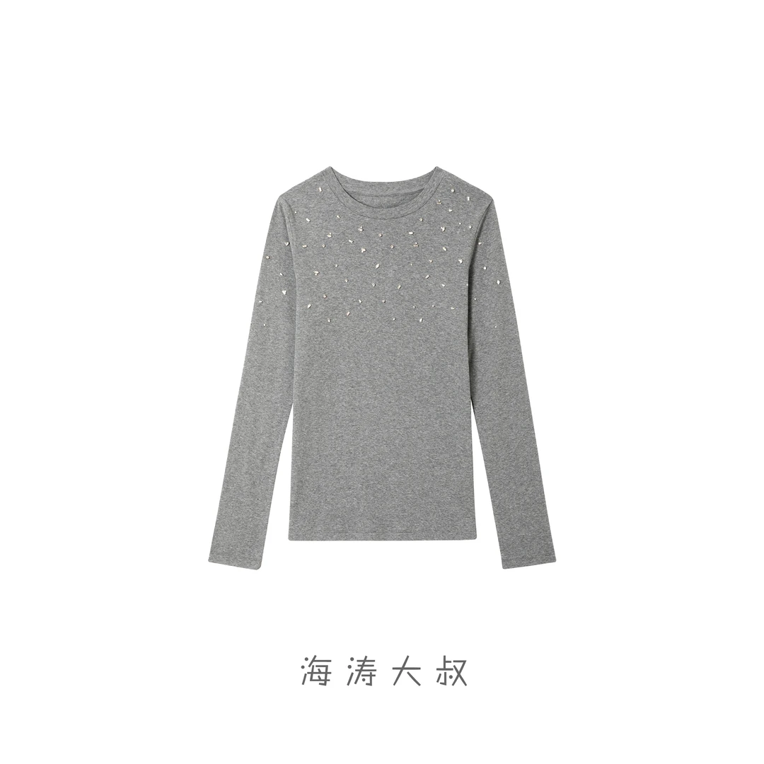 【海涛大叔】纯棉强捻纱螺纹手工钉钻圆领长袖T恤 BBGTL-5216