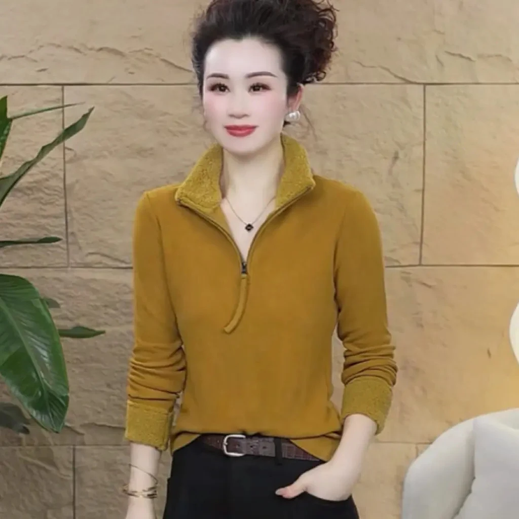 2025冬款加绒时尚长袖拉链设计感休闲百搭上衣#5212