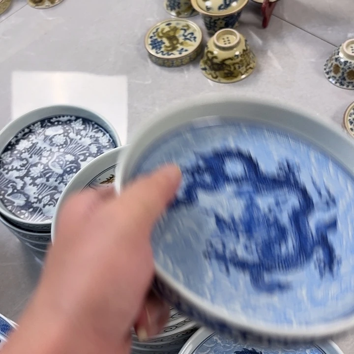 瓷片青花海水龙大胡乘景德镇
