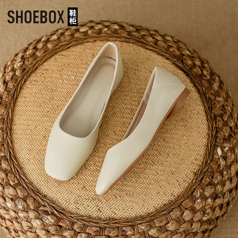 SHOEBOX鞋柜平底单鞋女2025新款夏季百搭软底豆豆瓢鞋温柔女鞋